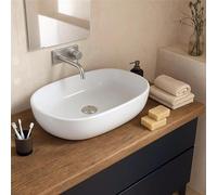 exagonshop Ciotola 60x39 da appoggio in ceramica bianco opaco