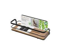 Exagonshop Mensola portasapone vasca doccia in acciaio nero e bamboo Haiti