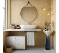 exagonshop Mobile Bagno Grigio Caldo 80x50 Thema con Top 140x50 e lavabo Tondo in Ceramica