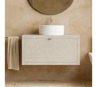 exagonshop Mobile bagno Grigio Caldo 80x50 Thema un cassetto e Lavabo da appoggio