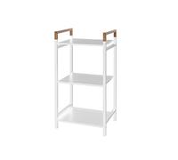 exagonshop Scaffale 78x30x40 Tre Ripiani in Acciaio Bianco e Bambu Haiti