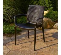 exagonshop Sedia da Esterno Antracite Effetto Rattan con braccioli Grandsoleil Boheme