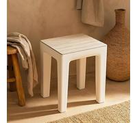 exagonshop Sgabello Bagno in plastica Bianco Woody 130101