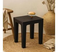 exagonshop Sgabello Bagno in plastica Nero Woody 130104