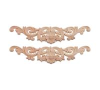 EXAOMBLE 2 Pezzi Fregio in Legno Intagliato Beige a Forma Floreale Allungata, Decorazione Vintage per Mobili e Porte, Facile da Installare per Decorazione Fai-da-te della Casa