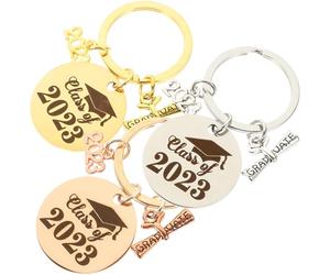 EXAOMBLE 3 Pezzi Portachiavi Acciaio Inossidabile 2023 Keychain Decor per Back To School Party Design Unico e Portachiavi Fine Anno Scolastico la Stagione di Laurea