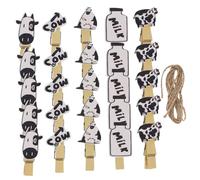 EXAOMBLE 5confezioni Clip Foto Legno Tema Mucca con Filo Porta Foto Decorativi per Memo e Eventi per Feste e Decorazioni Domestiche