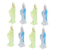 EXAOMBLE 8pezzi Ciondolo Vergine Blu Che Al Buio Per Portachiavi Religiosi Cattolici Accessori Per Borsa e Uso Quotidiano