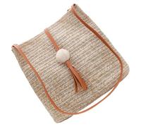 EXAOMBLE Borsa a Secchiello Intrecciata e Portatile in Paglia Marrone Estiva Capacità Moderata per Donna per Spiaggia e Shopping