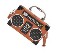 EXAOMBLE Borsa a Tracolla Donna a Forma di Radio in Pu Marrone | Design Medium Tracolla, Stile Chic e Femminile, Uso Semplice per Portare Sé Ogni Giorno