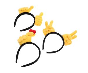 EXAOMBLE Cerchietto per Chioma Creativo Gesti a Mano 3 Pezzi Giallo, Design Espressivo e Divertente, per Uscite Casual e Natale