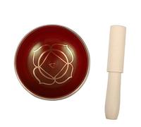 EXAOMBLE Ciotola Tibetana in Rame Rosso con Martelletto per Meditazione e Terapia Sonora Buddhista Strumento Artigianale per Yoga Rilassamento e Energetica