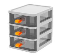 EXAOMBLE Cofanetto Porta Oggetti da Scrivania Bianco 3 Cassetti Trasparenti in Pp, Organizer Multipurpose per Cosmetici e Accessori Desktop