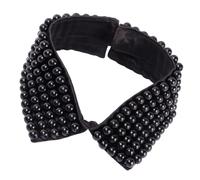 EXAOMBLE Colletto Finto Perle Cucite, Nero Accessorio Elegante Donna | Poliestere Elastico, Abbinamento Abiti Magliette e Maglioni, Adatto a Cerimonie e Tutte le Stagioni