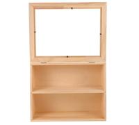 EXAOMBLE Contenitore Porta Bustine di Tè e Scatola per Pane in Legno Naturale a Doppio Livello, Organizer per Dispensa e Piano di Lavoro Cucina, Colore Beige