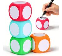 EXAOMBLE Dadi Gioco Scrivibili in Eva 4 Pezzi 6cm, Cubi Creativi | Dadi Fai da Te Personalizzabili, Back To School Party, Dadi di Attività Matematica per Aula e Formazione