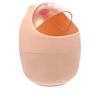 EXAOMBLE Mini Pattumiera da Scrivania con Ribalta Rosa Contenitore per Rifiuti Cartoon in Plastica Ecologica Organizer da Compatto per Ufficio e Bagno Facile da Svuotare e