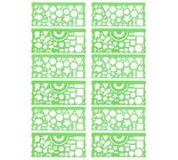 EXAOMBLE Modelli Stencil Geometrici 12 Pezzi Strumenti Righello Plastica per Progettazione Tecnica Studenti Architettura Ingegneria Civile