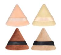 EXAOMBLE Piumino Cipria Triangolare 4 Pezzi in Cotone con Cinturino, Morbido e Facile da Tenere, per Polvere Fissante e Viso Makeup Colore Casuale