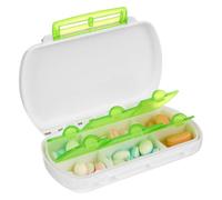 EXAOMBLE Portapillole Organizer Compatto Portatile 6 Scomparti in Plastica Verde per Vitamine e Pillole per Casa e Camera da Letto, per Tutti i Giorni