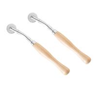 EXAOMBLE Ruota per Tracciare Tessuti in Acciaio Inossidabile Manico in Legno, 2 Pezzi, Strumento per Cucito e Ricamo a Punto Croce Linea di Scansione