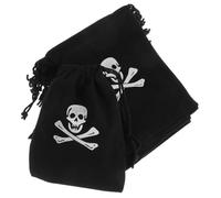 EXAOMBLE Sacchetto Coulisse Nero Halloween 12 Pezzi in Poliestere a Forma di Teschio, Sacchettino Piccolo Versatile per Conservare Monete, per Feste di Compleanno e Uso On-The-Go