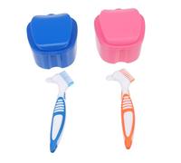 EXAOMBLE Scatolina Per Dentiera Portatile in Plastica Porta-protesi Scatola Per Protesi Strumento Pulizia Per Igiene Orale
