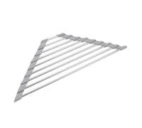 EXAOMBLE Scolapiatti Lavello Triangolare in Acciaio Inox Porta Spugna Angolare e Gocciolatoio per Lavandino Cucina, Supporto Pieghevole per Asciugatura