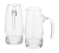EXAOMBLE Set 2 Pezzi Caraffe in Vetro da 300ml con Manico e Scala Graduata, Decanter per Vino e Acqua, Design Antiscivolo per Degustazioni e Cene