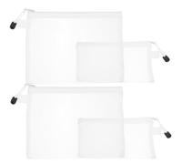 EXAOMBLE Set 4 Borse Cerniera in Rete per Documenti e Cosmetici, Materiale Nylon e Lega di Alluminio, Facili da Trasportare, Colore Bianco, per Ufficio