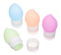 EXAOMBLE Set 4 Pezzi Contenitori per Lozione da Viaggio 60ml Bottiglie Dispenser a Pressione in Silicone e Polipropilene Ermetiche e Anti-perdite per Cosmetici Colore Colore Casuale