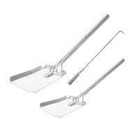 EXAOMBLE Set di 3 Pezzi Attrezzi per Caminetto in Acciaio Paletta per Cenere e Uncino da Fuoco, Design Elegante e Manico Ergonomico per Pulizia Efficiente in Interni