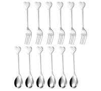 EXAOMBLE Set di Posate in Acciaio Inossidabile Argento 12 Pezzi Forchette e Cucchiai Multifunzione Leggeri e Facili da Trasportare per Famiglie e Case