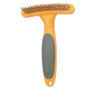 EXAOMBLE Spazzola per Doppia con Denti Lunghi Pettine Pet Grooming Antiruggine con Manico Ergonomico Antiscivolo Rimuove Morte e Grovigli per