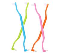 EXAOMBLE Spazzolini Da Denti Ergonomici a Doppia Testa Set Da 4 Pezzi Testina Conica Per Pulizia Interdentale e Difficile Accesso, Spazzolini Manuali Compatti Per Igiene Orale Quotidiana e Da Viaggio
