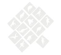 EXAOMBLE Stencil di Dinosauri per Pittura 12 Pezzi in Plastica Riutilizzabile, Modelli Differenti, Sviluppo creatività e Abilità Manuali, per Decorazione