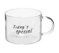 EXAOMBLE Tazza in Vetro con Manico 500ml, Tazza Latte e Bicchiere per Bevande, Design Creativo a Lettere, per Casa e Caffè, Adatta per Tè, Colazione e Dessert