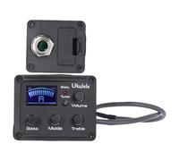 EXAOMBLE Ukulele Pickup Elettrico Piezo con Equalizzatore e Sintonizzatore Digitale LCD Amplificatore con Manopole per Controllo Sensibile Compatibile con Accessori Ukulele e Basso