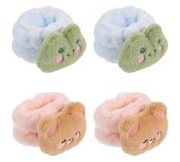 EXAOMBLE Wrist wraps for washing face with cartoon design, 2 paia, soft and absorbent wristbands made of synthetic rabbit fur for household skincare Colore Casuale