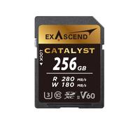 Exascend Catalyst - Scheda di memoria SDXC UHS-II V60 da 256 GB, registrazione in 4K Ultra HD, velocità di scrittura 180 MB/s, lettura 280 MB UHS-II, classe 10, U3, V60 SD