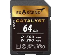 Exascend Catalyst - Scheda di memoria SDXC UHS-II V90 da 64 GB, 4K UHD, velocità di scrittura fino a 280 MB/s, UHS-II, classe 10, U3, V90