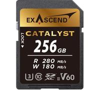 Exascend Catalyst - Scheda di memoria SDXC UHS-II V60 da 256 GB, registrazione in 4K Ultra HD, velocità di scrittura 180 MB/s, lettura 280 MB UHS-II, classe 10, U3, V60 SD