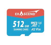 Exascend Scheda microSD UHS-I da 1 TB/512 GB, U3, V30, A2, fino a 175 MB/s, ideale per Nintendo Switch e altre console di gioco (512 GB)