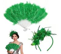 exatta Accessori Anni 20 Donna con Cerchietto Piume,Ventaglio di Piume,1920s Flapper Accessori,retrò,Accessori Gatsby Costume Set Charleston Accessori per Carnevale, Festa di Compleanno,Cosplay