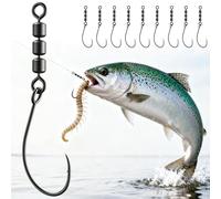 Exbrith 10 Pezzi Trota Rig con girevoli, Girelle per trota, Pesca acciaio al carbonio gancio, Ganci per trota catturati, Perfetto per la pesca in mare e in acqua dolce(misura 8)