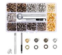 Exbrith 400 Pezzi Occhiello Strumento Kit, Grommet Kit, Kit Occhielli in Tessuto, per Teloni, Tende, Tende, Decorazioni, Scarpe, Inclusi Tre Attrezzi e un Vano Portaoggetti