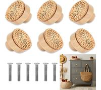 Exbrith 6 Pezzi Pomelli in Rattan, Manopole Dell'armadio Decorazione Boho, Manopole per Mobili in Legno, per Cassettiere Cassettiere Vintage Mobili da Cucina Maniglie per Armadietti