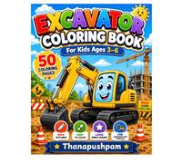 Excavator Coloring Book for Kids Ages 3-6: 50 Fun Construction Vehicle Coloring Pages with Bold and Easy Designs for Toddlers, Preschoolers, Boys & Girls