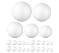 EXCEART 100 Palline di Schiuma per Artigianato: Palline di polistirolo espanso Bianco per progetti artistici, scolastici, per la casa, per Le Vacanze, per Le Feste di Natale