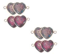 EXCEART 2 Set Pendente Cuore Ciondoli D'oro Connettore Collana Fascino Per Braccialetti Pendenti Degli Orecchini Bracciale Charms Alla Rinfusa Pietra Dell'imperatore 4 Pezzi*2